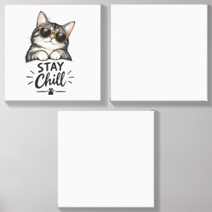 Stay Chill Cat Sunglasses – Cool Cat Lover Design Canvas Photo Tile
