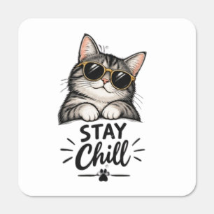 Stay Chill Cat Sunglasses – Cool Cat Lover Design Metal Sign