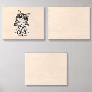 Stay Chill Cat Sunglasses – Cool Cat Lover Design Wood Photo Tile