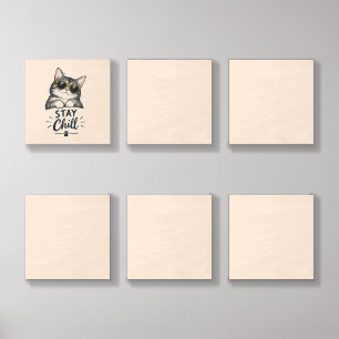 Stay Chill Cat Sunglasses – Cool Cat Lover Design Wood Photo Tile