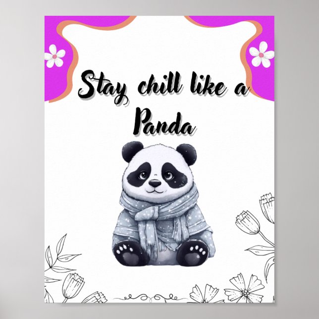 Stay Chill Like a Panda – Cute Kawaii Panda Wall A Poster (Front)