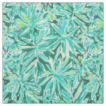 STAY CHILL Wild Green Tropical Leaves Pattern Fabric
