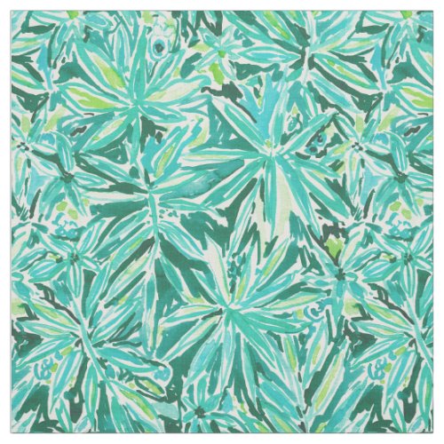 STAY CHILL Wild Green Tropical Leaves Pattern Fabric