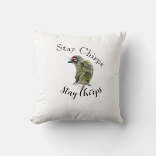 Stay Chirp Bird Nature Art Illustration Throw Pill Pillow