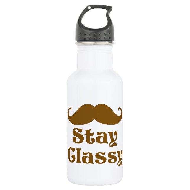 Stay Classy Mustache Water Bottle (Front)