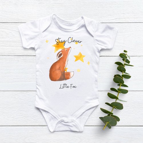 Stay Clever Little Fox Calm Grey Baby Bodysuit