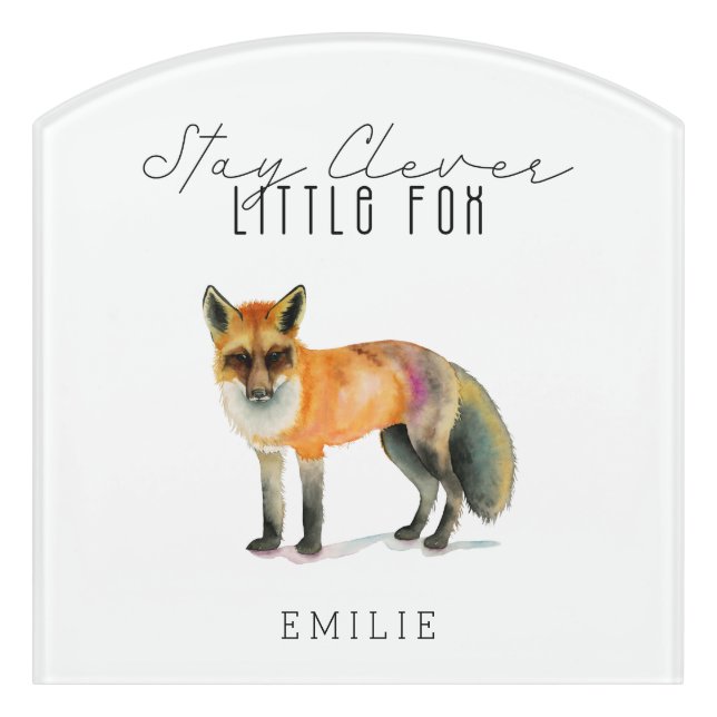 Stay Clever Little Fox Personalized Door Sign (Contour Front)