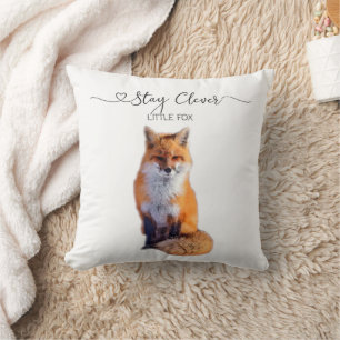 Stay Clever Little Fox Throw Pillow