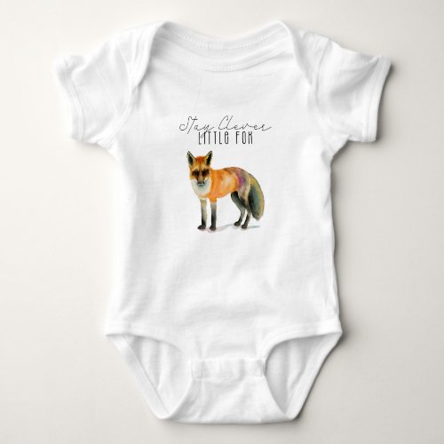 Stay Clever Little Fox Watercolor Baby Bodysuit
