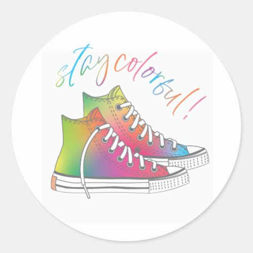 Stay Colorful Tie_dye high_top sneakers design  Classic Round Sticker
