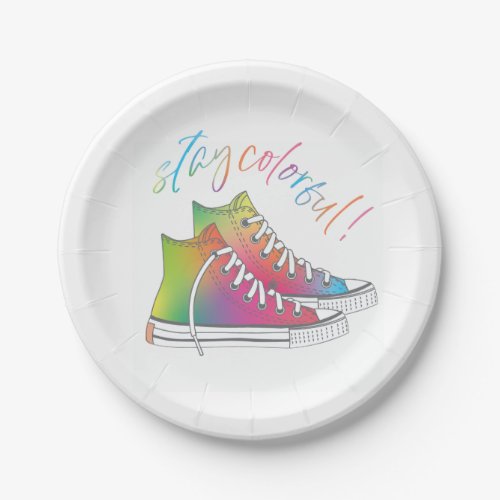 Stay Colorful Tie_dye high_top sneakers design Paper Plates