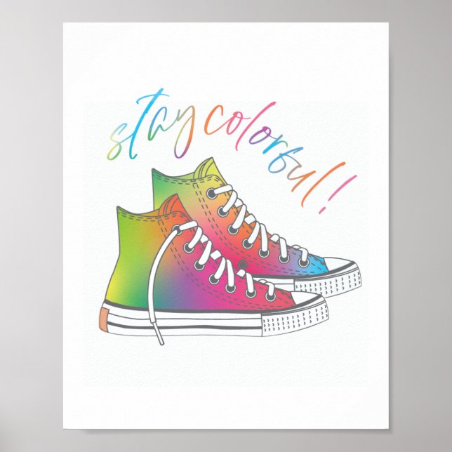 Stay Colorful Tie-dye high-top sneakers design Poster (Front)