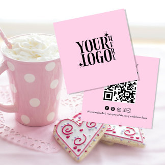 Stay Connected Social Media QR Code Black Business Square Business Card