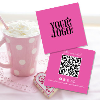 Stay Connected Social Media QR Code Black Business Square Business Card