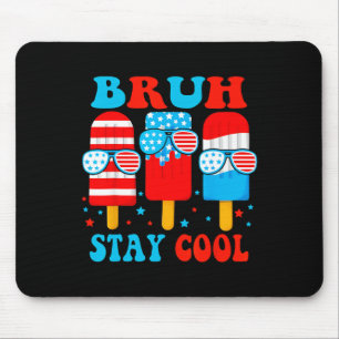 Stay Cool 4th July Popsicle Boys Men Usa Flag Amer Mouse Pad