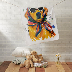 Stay Cool Be Kind Golden Retriever Baby Blanket