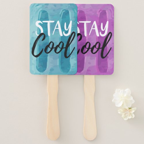 Stay Cool Blue  Purple Ice Pop Summer Treat Party Hand Fan