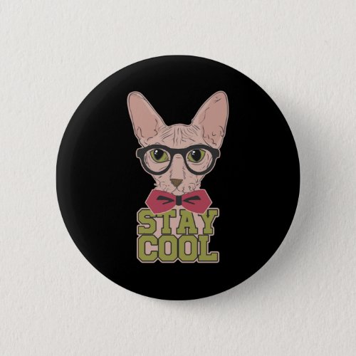 Stay Cool Cat Hipster Bow Tie Glasses Mustache Gif Button