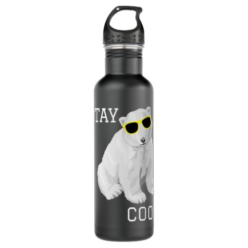Stay Cool Cute Baby Polar Bear Cub With Sunglasses Stainless Steel Water Bottle