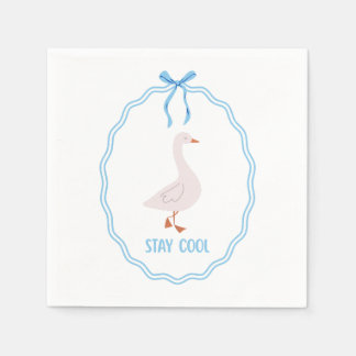 Stay Cool Cute Goose with Ribbon Frame Napkins