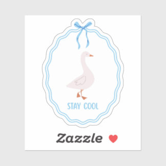 Stay Cool Cute Goose with Ribbon Frame Sticker