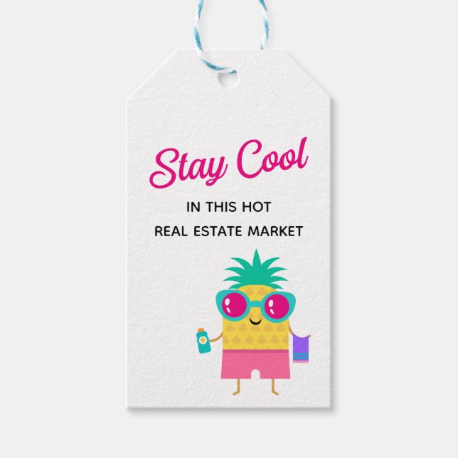 Stay Cool Fun Summer Realtor Marketing Gift Tags (Front)