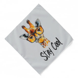 Stay Cool - Giraffe with Sunglasses Illustration Bandana