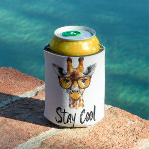 Stay Cool - Giraffe with Sunglasses Illustration Can Cooler
