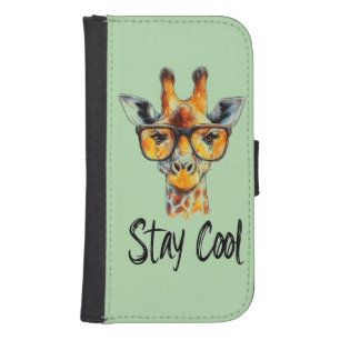 Stay Cool - Giraffe with Sunglasses Illustration Galaxy S4 Wallet Case