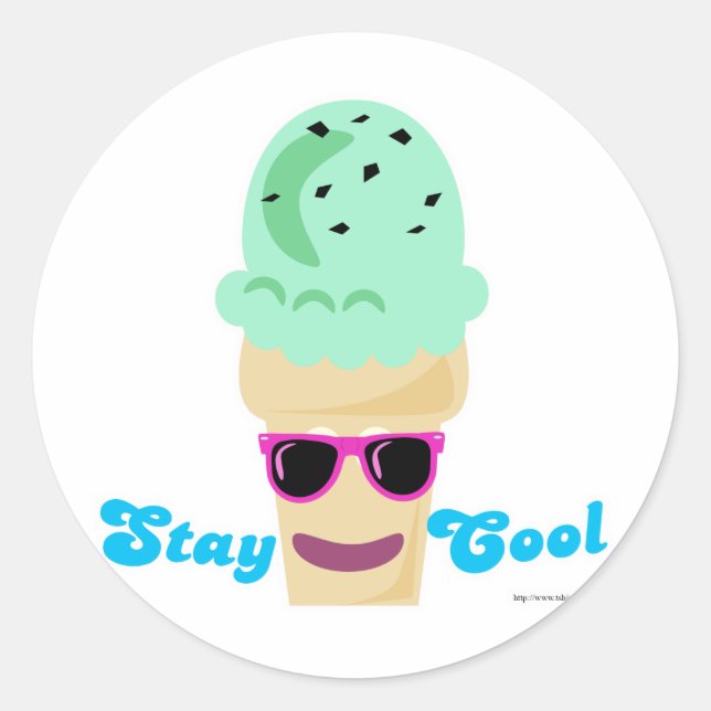 Stay Cool Ice Cream Classic Round Sticker (Front)