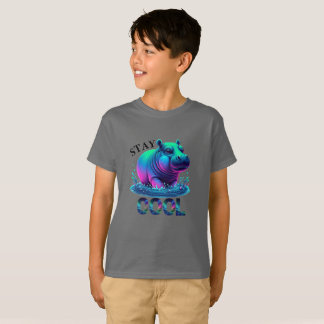 Stay Cool Neon Hippo Chilling T-Shirt