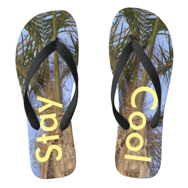 Stay Cool Palm Trees Blue Sky Flip Flops (Footbed)