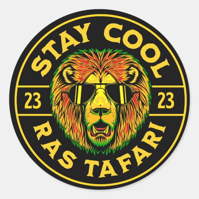 Stay Cool Ras Tafari Button Sticker (Front)