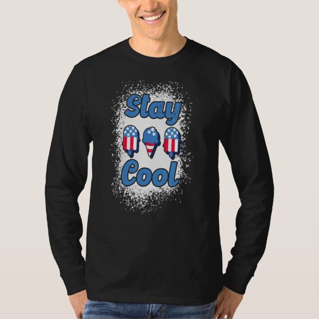 Stay Cool Rocket Pop Red And Blue Bleached Popsicl T-Shirt (Front)