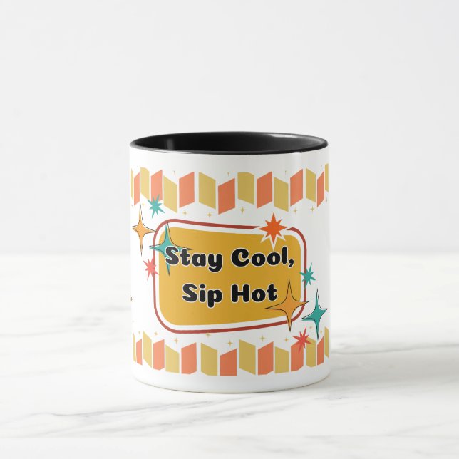 Stay Cool, Sip Hot – Mid-Century Modern Coffee Mug (Center)