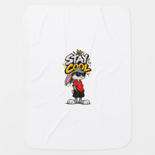 Stay Cool Street Style Rabbit Graphic – Funny Urba Baby Blanket