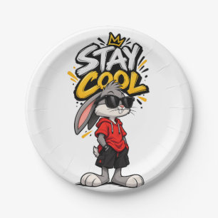 Stay Cool Street Style Rabbit Graphic – Funny Urba Paper Plates