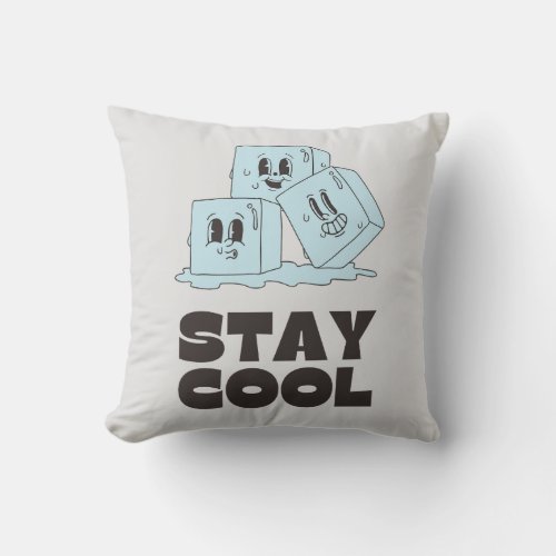 Stay Cool with Ice Cubes Funny Throw Pillow