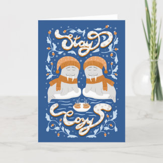 Stay Cozy Arctic Animal Christmas Walrus Holiday Card