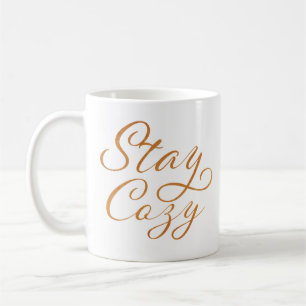 Stay Cozy Elegant Gold Handwriting Holiday Tree Coffee Mug