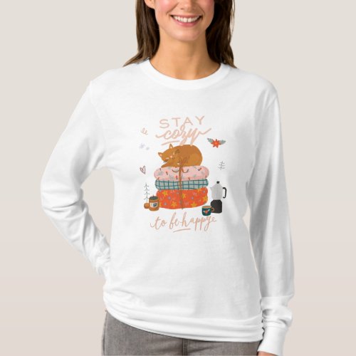 Stay Cozy Fall Autumn Cat T_Shirt