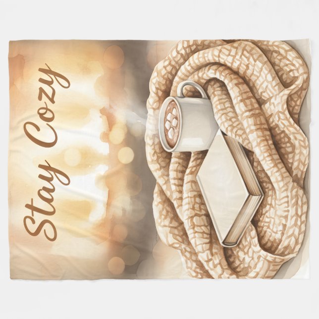 Stay Cozy  Fleece Throw blanket  (Front (Horizontal))