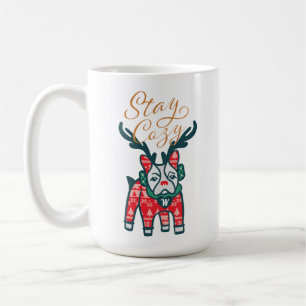 Stay Cozy French Bulldog Reindeer Christmas Coffee Mug