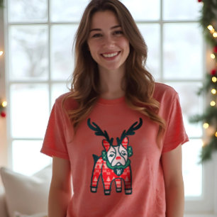 Stay Cozy   French Bulldog Reindeer Christmas Tri-Blend Shirt