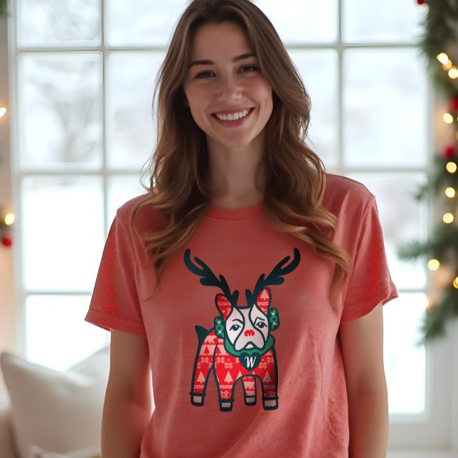 Stay Cozy | French Bulldog Reindeer Christmas Tri-Blend Shirt (Stay Cozy | French Bulldog Reindeer Christmas Tri-Blend Shirt)