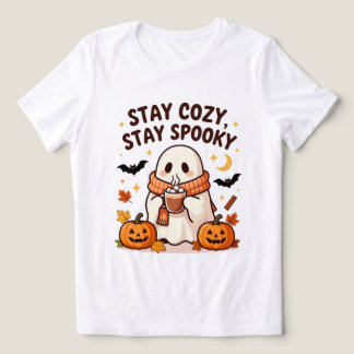 Stay Cozy Stay Spooky Cute Ghost Halloween T-Shirt Tri-Blend Shirt