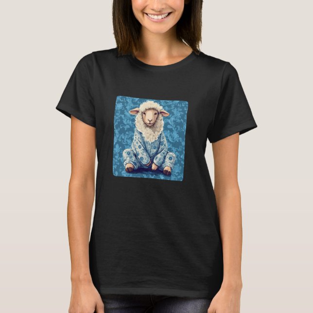 Stay Cozy with a Funny Sheep in Pajamas T-Shirt (Front)