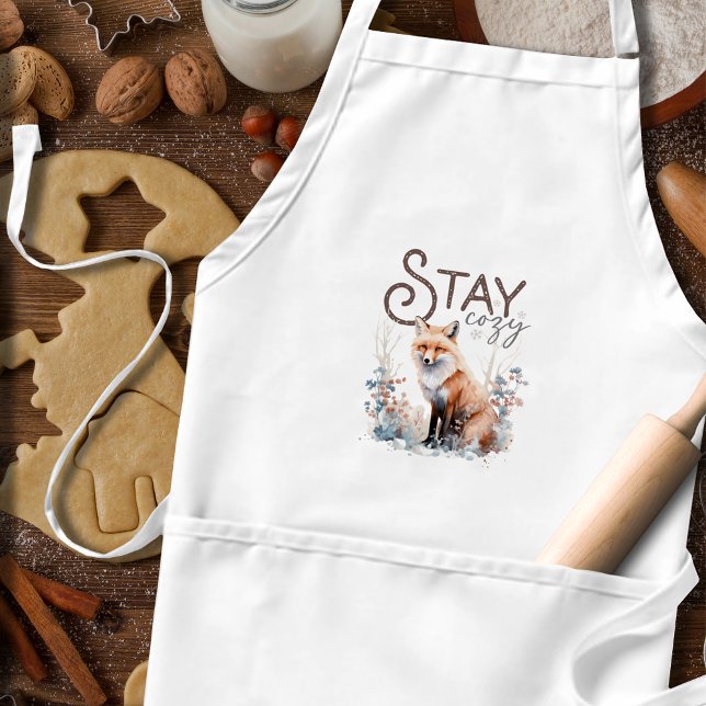 Stay Cozy Woodland Fox Christmas Adult Apron (Creator Uploaded)