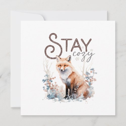 Stay Cozy Woodland Fox Christmas Holiday Card