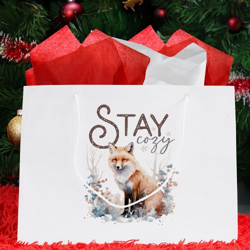 Stay Cozy Woodland Fox Christmas Large Gift Bag